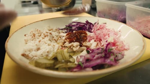 Delicious Vibrant Salad Preparation with Grains and Vegetables