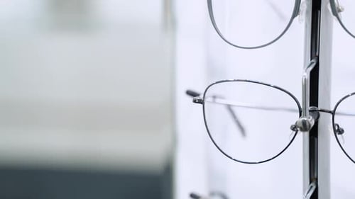 Showcase with Glasses in Modern Optic Store