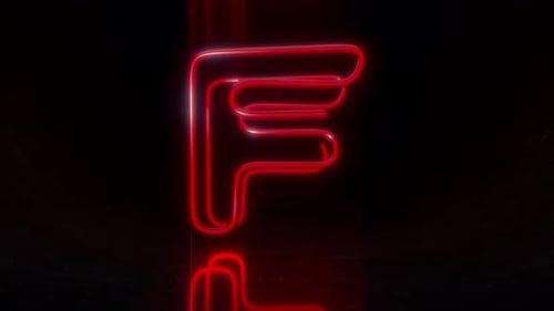 Colorful Neon Letter F Loop Animation.