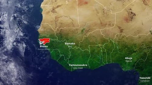 Animated Satellite Map of Africa with Highlighted Countries and Capital Cities