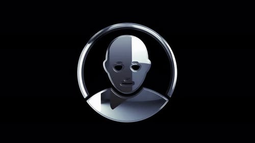 Social-Media-Chat und künstliche Intelligenz, rotierendes Metallsymbol