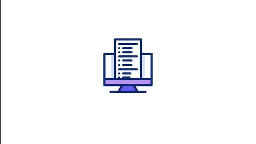 Flat Design Computer Monitor Icon Document Animation