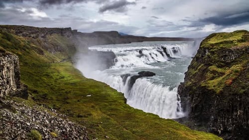 Aerial View Of Beautiful Waterfall And Natural Scenery