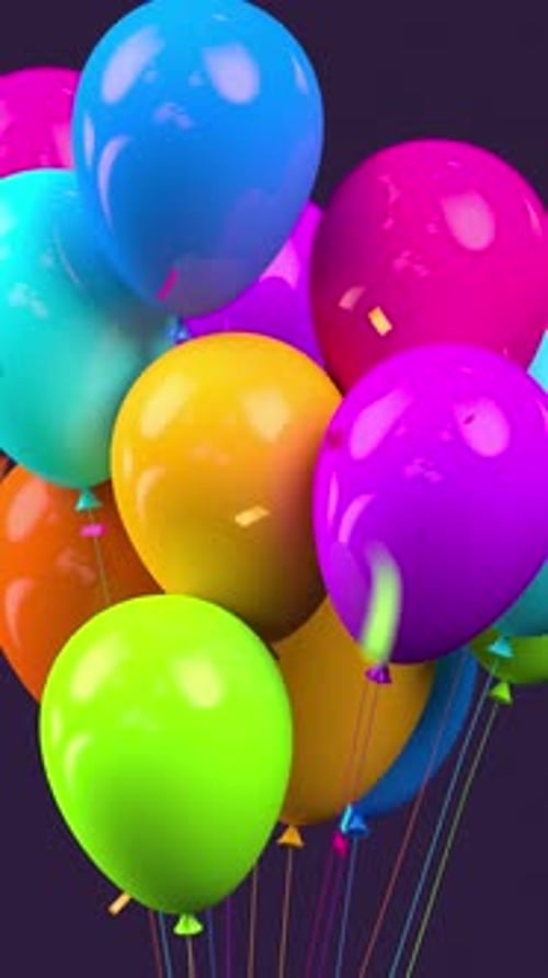 Vibrant Celebration Balloons with Falling Confetti Vertical Loop