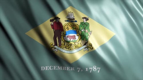 Delaware State Flag Waving with Realistic Fabric Animation