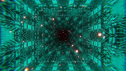 Türkisfarbener und roter Cybertrail Fantastischer Tunnelhintergrund VJ Loop in 4K