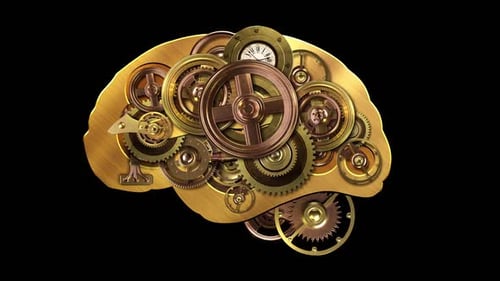 Animated Mechanical Brain with Turning Gears