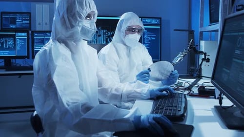 Group of Professional Engineer is Developing a Modern Microprocessor in a Futuristic Laboratory