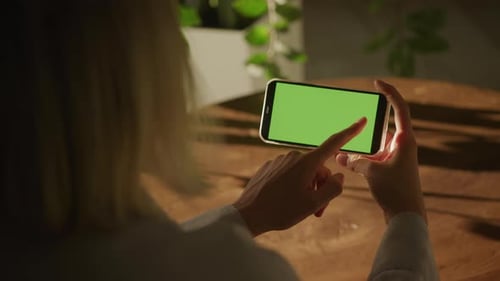 Left Swipe on Horizontal Smartphone with Green Screen