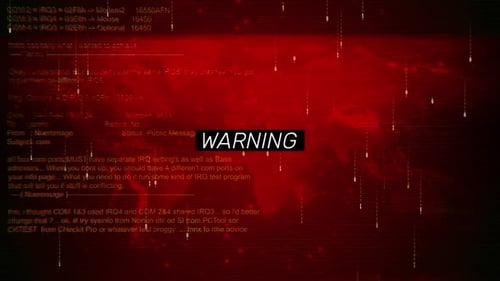 Warning Text On Hacking Background Screen