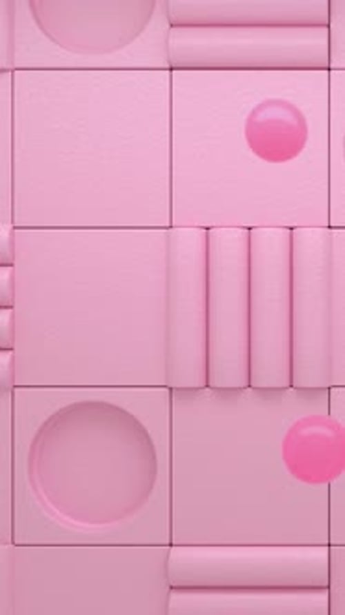 Knallpinke Kugeln schweben auf einem süßen, zartrosa Hintergrund