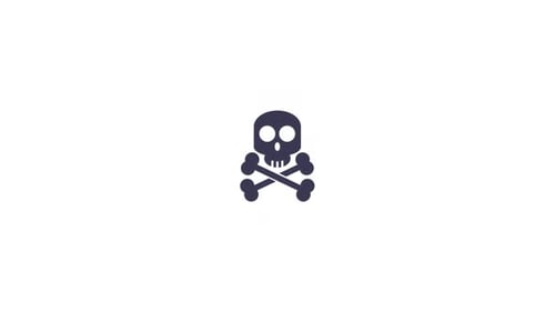Flat Design Skull and Crossbones Icon Reveal