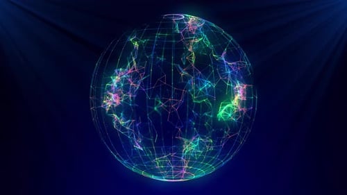 Futuristic Colorful Plexus Sphere Seamless Rotated V3