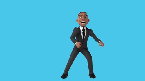Lustiger 3D-Cartoon-Geschäftsmann, der tanzt (mit Alphakanal)