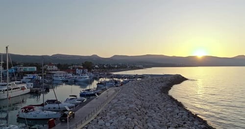 Bird Eye View of Cyprus Sunset Scenic Mediterranean Coast