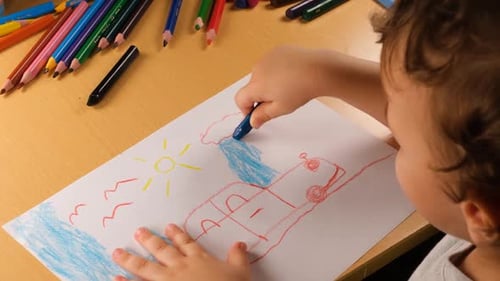 Kid Scribbling Picture