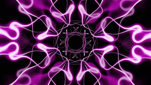 Buntes Neonkurven-Kaleidoskop mit abstrakter Blumen-VJ-Loop-Animation