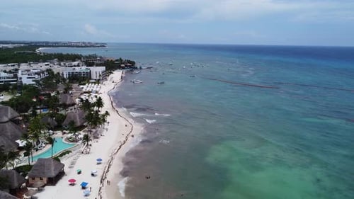 Fishing boats parked near one of the beaches. Playa del Carmen, Mexico