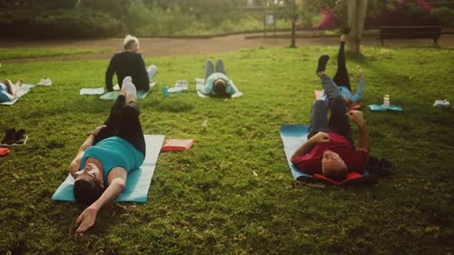Senior people doing workout activity in a public park - Health elderly people lifestyle