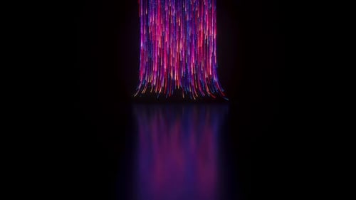 3D-Animation von lebendigen, mehrfarbigen Lichtern und Partikeln, die sichtbare Spuren hinterlassen