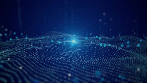 Abstract Digital Data Connect Waves With Glowing