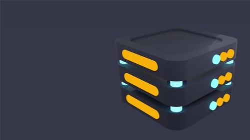 Animação 3D do servidor. Renderização 3D do servidor de computador. Computação em nuvem