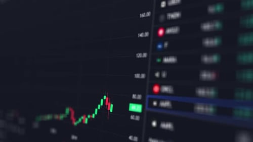 Dark Background Stock Market Candlestick Chart Animation.