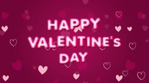 Happy Valentine's Day Text Animation with Floating Hearts