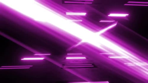 Abstract Tunnel Flythrough with Glowing Neon Lights
