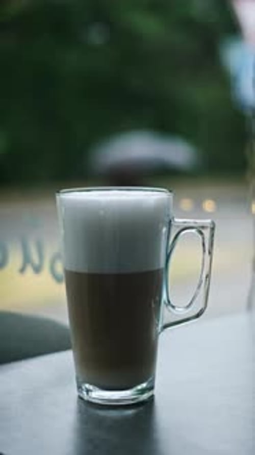 Latte By the Window Rainy Day