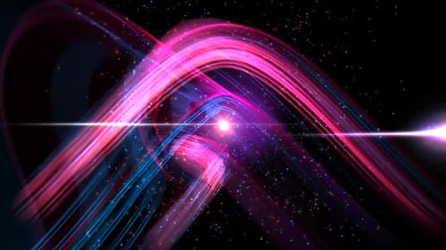 Abstract Flowing Neon Light Trails with Glitter Particle Dust