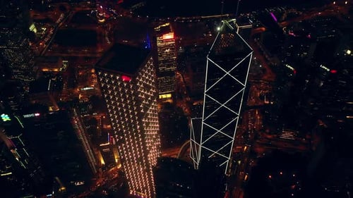 4k video footage of a beautiful city with shining lights at night