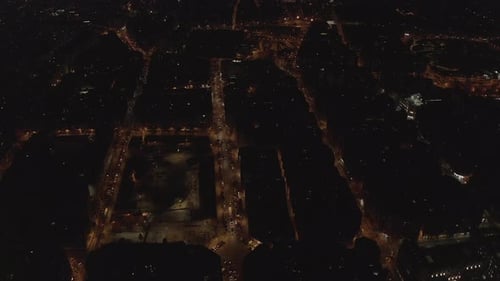 Forwards Fly Above Urban Borough at Night