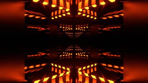 Orange Endless Corridor With Abstract Glow Lamps Background Vj Loop In 4K