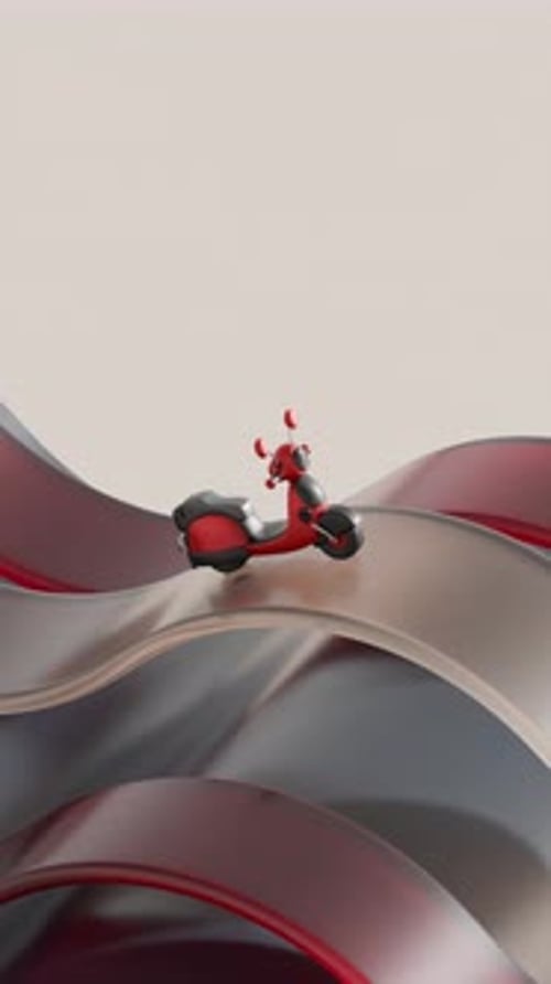 Seamless 3D Loop of Stylized Cartoon Motorbike Driving on Abstract Roads
