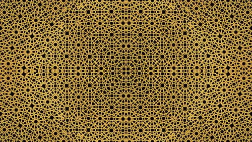 Nahtlose Schleifenhintergrundanimation mit islamischem arabischem Goldornamentmuster 02