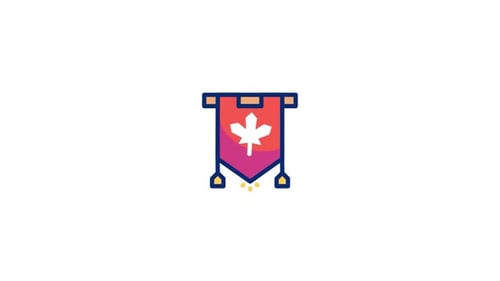 Animated Flat Design Maple Leaf Banner Icon