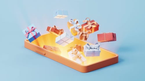Animated Gift Boxes Fly Out of Smartphone Screen