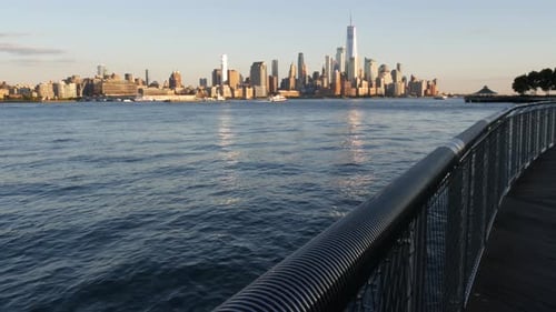New York City Manhattan Downtown Financial District World Trade Center From New Jersey Hoboken USA