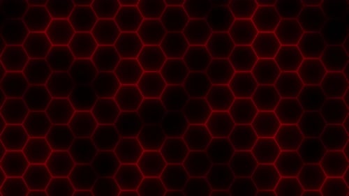 Seamless Red Glowing Hexagon Grid Background Loop