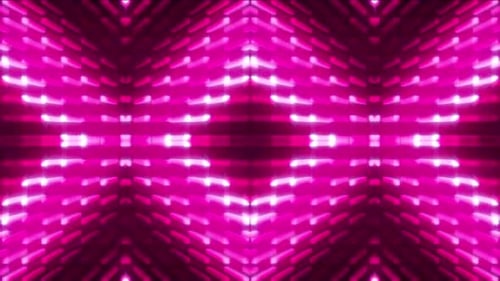 Vibrant pink and white abstract light patterns create dynamic visual energy