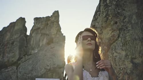 Blindfolded Bride Waiting in the Wedding Day