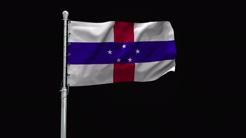Netherlands Antilles Flag Realistic Waving Animation