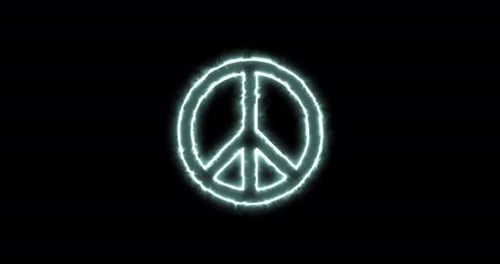 Glowing Peace Sign Symbol with Neon Energy Animation