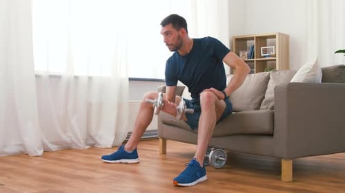 Dumbbell Workout at Home Fitness Concept