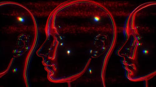 Abstract Glitch Human Head Loop Animation with RGB Effect