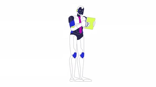 Zeichentrickanimation für Roboter-Büroangestellte