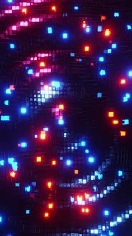 A Neon Spectacle of Light and Texture. Vertical looped animation