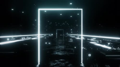 Futuristic Neon Door with Stunning Loop 4K