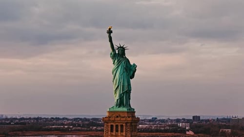 Liberty Monument Statue of Liberty Near New York City Banner NYC Skyline with Liberty Statue Liberty
